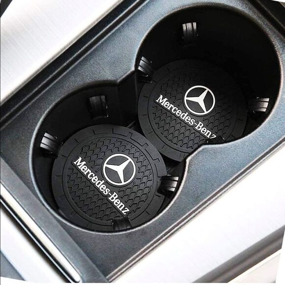 Mercedes Benz cup Coasters in black. Set of 2 NWT - Picture 5 of 10